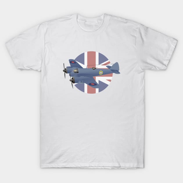 Bristol Type 156 Beaufighter British WW2 Airplane T-Shirt by NorseTech